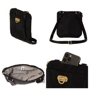NWT Baggallini Coastal Flip Lock Mini Crossbody Black W/Gold Hardware NEW $70